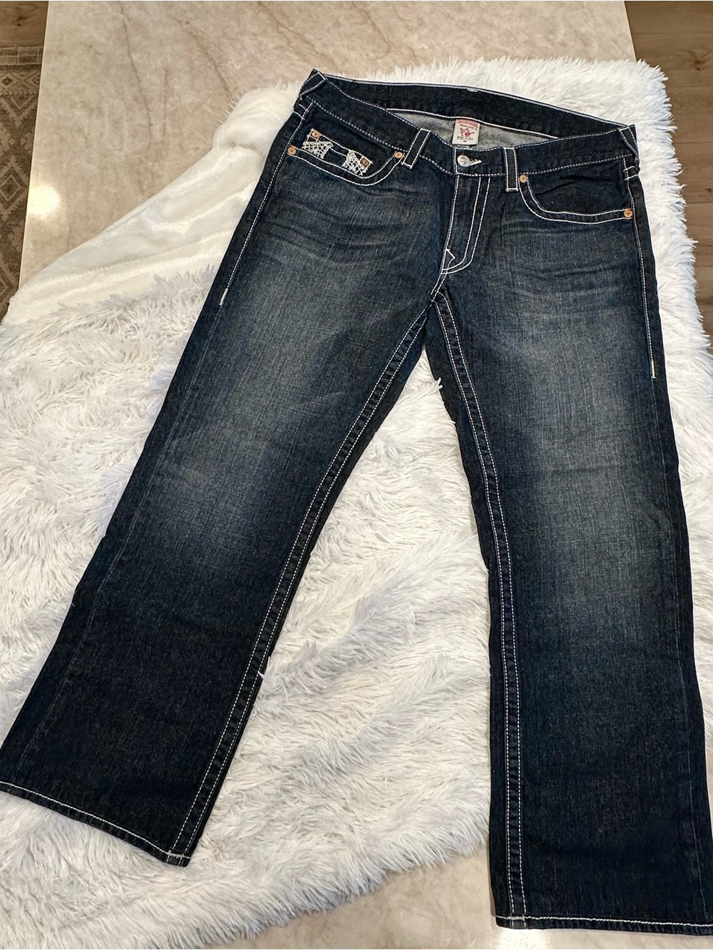 True Religion Men’s Dark Wash Straight Leg Jeans Size 36 Made in USA